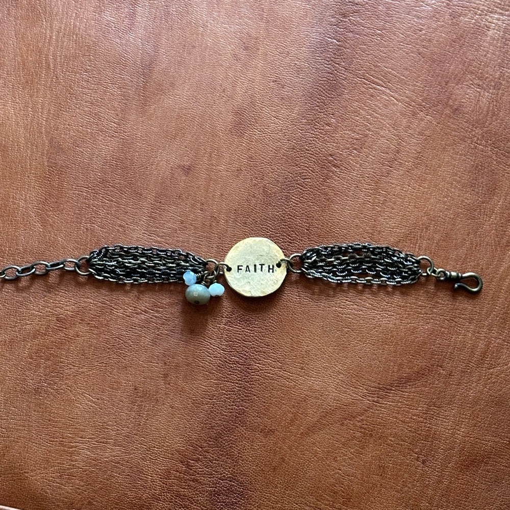 Faith Hammered Metal Bracelet